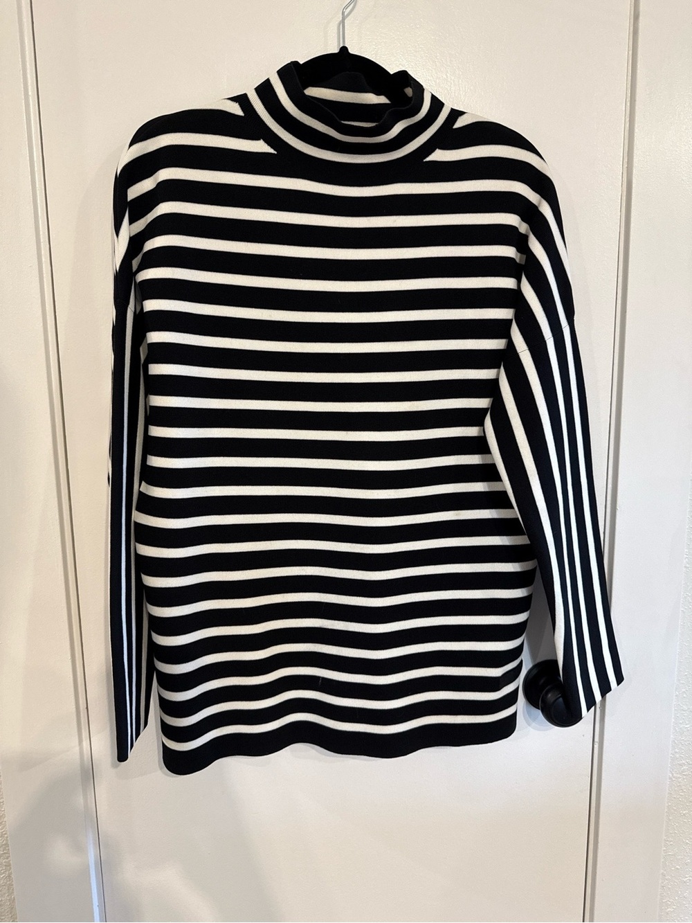 Adolfo Dominguez Black & White Striped Turtleneck Sweater